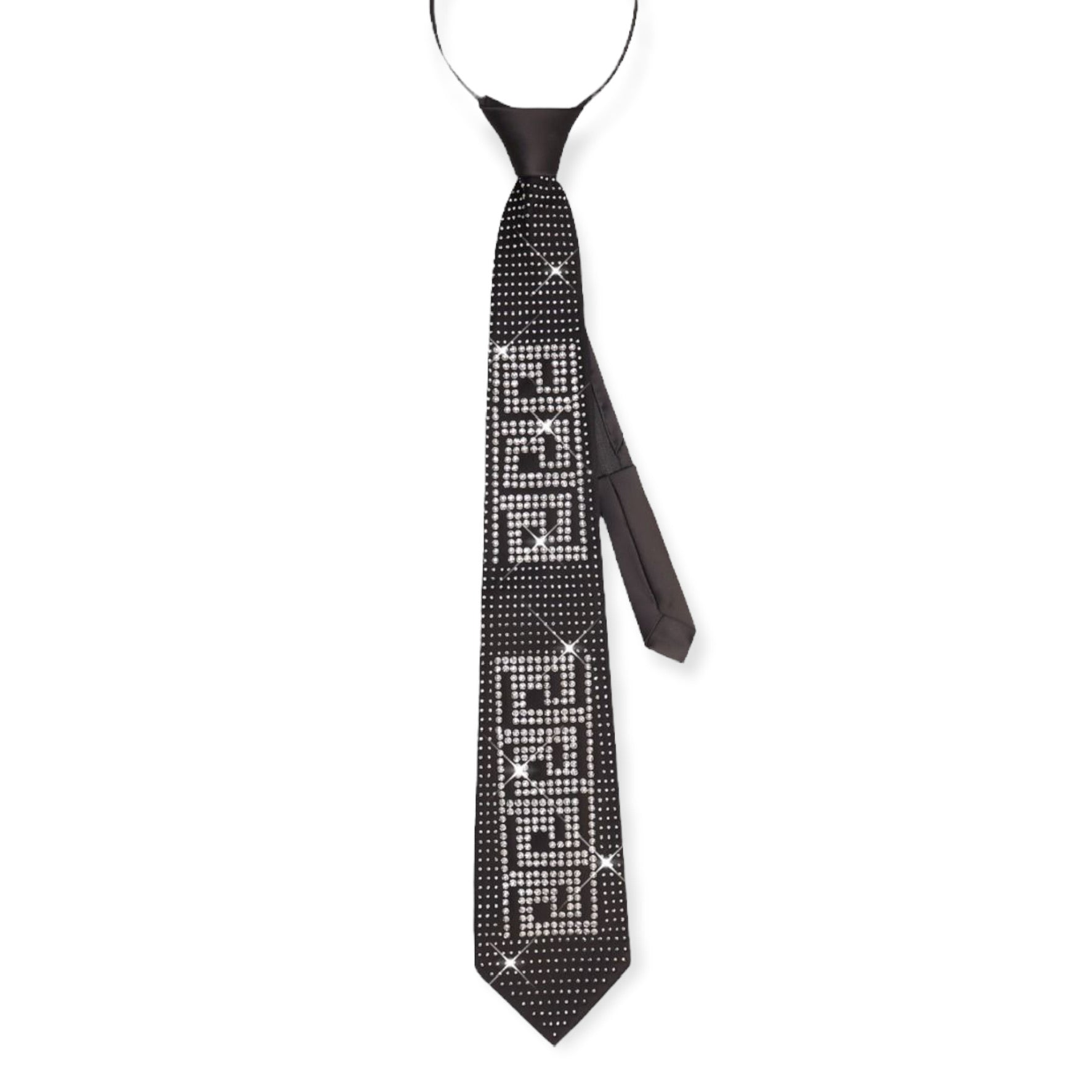 BAROCCO: Rhinestone Zipper Neck Tie TIE51